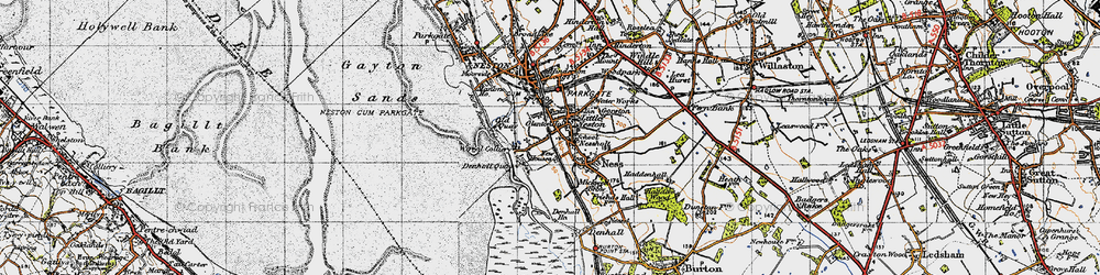 Old map of Little Neston in 1947