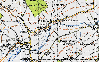 Old map of Little Odell in 1946