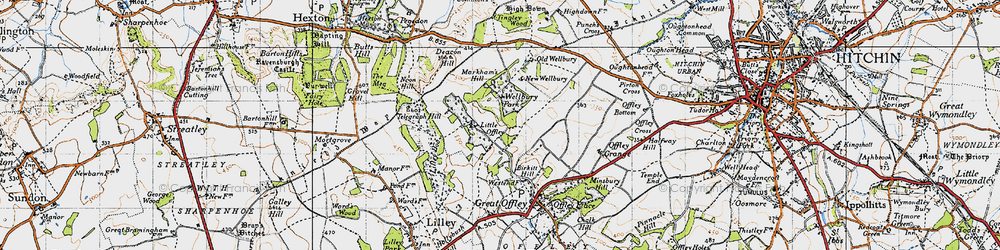 Old map of Little Offley in 1946