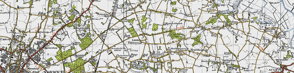 Old map of Little Plumstead in 1945