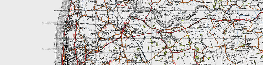 Old map of Little Poulton in 1947