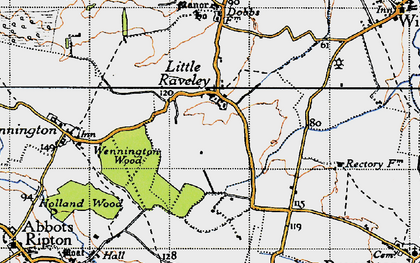 Old map of Little Raveley in 1946