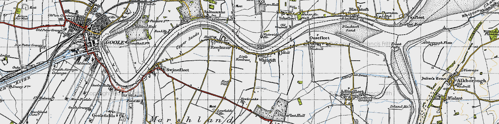 Old map of Little Reedness in 1947