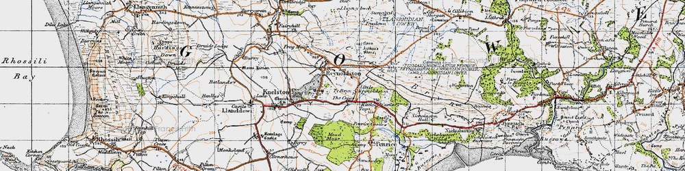 Old map of Little Reynoldston in 1946