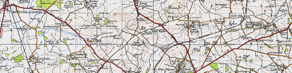Old map of Little Rollright in 1946