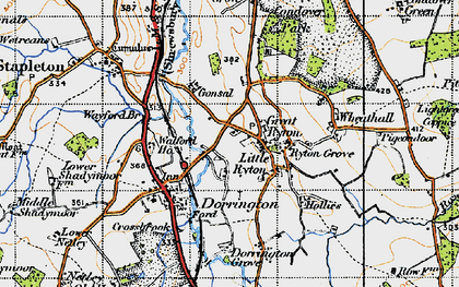 Old map of Little Ryton in 1947