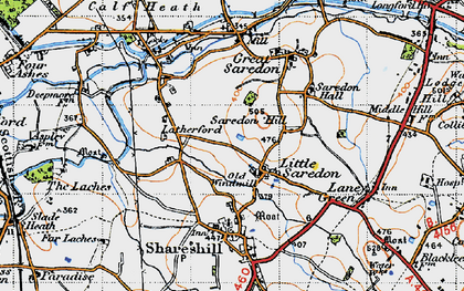 Old map of Little Saredon in 1946