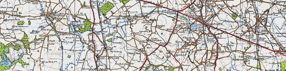 Old map of Little Saredon in 1946