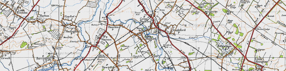 Old map of Little Shelford in 1946