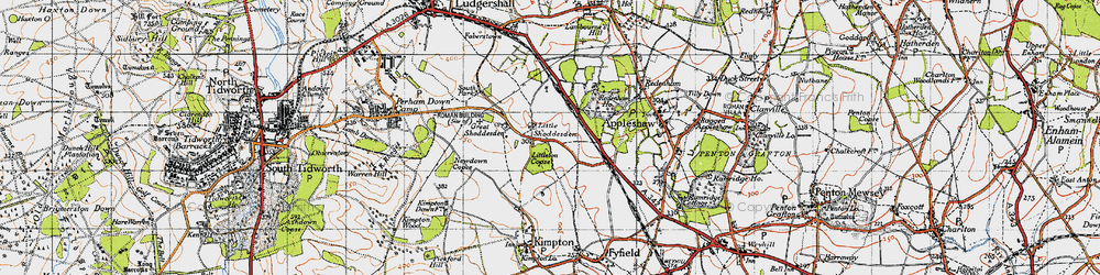 Old map of Little Shoddesden in 1940