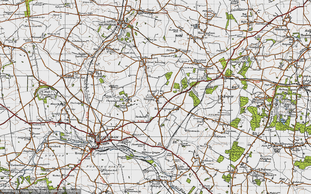Old Map of Little Snoring, 1946 in 1946