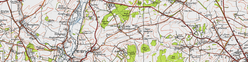 Old map of Winter Down Copse in 1945