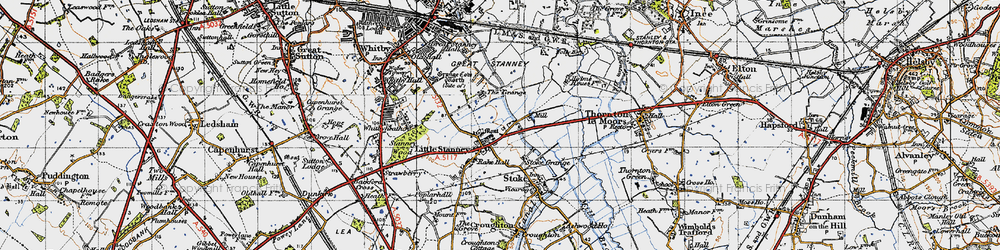 Old map of Little Stanney in 1947
