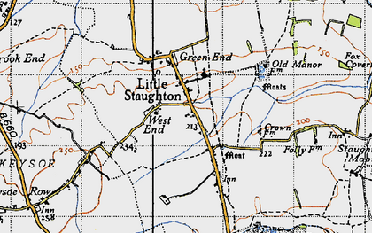 Old map of Little Staughton in 1946