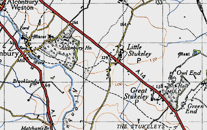 Old map of Alconbury Ho in 1946