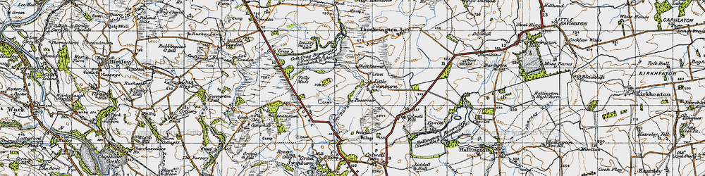 Old map of Little Swinburne in 1947