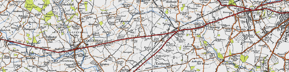 Old map of Little Tey in 1945