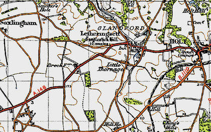 Old map of Little Thornage in 1946