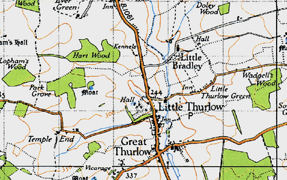 Old map of Little Thurlow in 1946