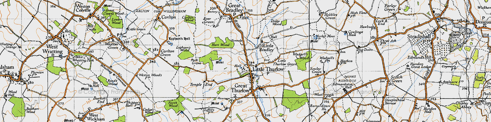Old map of Little Thurlow in 1946
