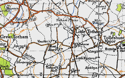 Old map of Little Totham in 1945
