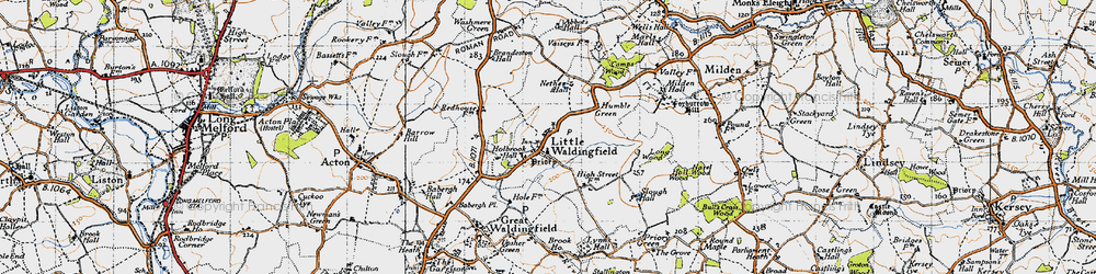 Old map of Little Waldingfield in 1946
