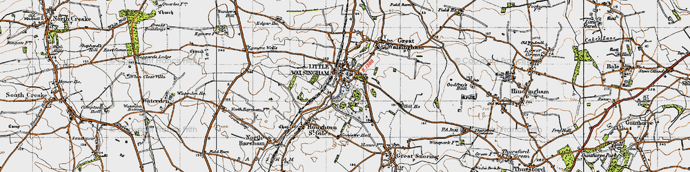 Old map of Little Walsingham in 1946