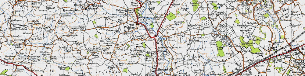 Old map of Little Waltham in 1945