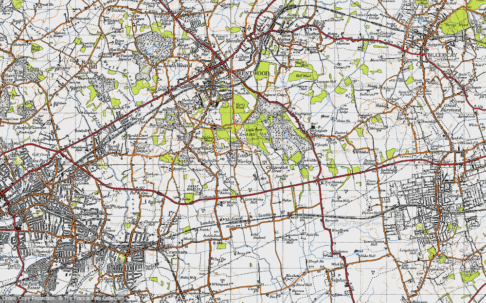 Old Map of Little Warley, 1946 in 1946