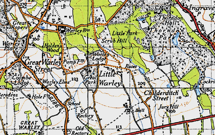 Old map of Little Warley in 1946