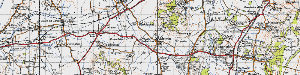 Old map of Little Washbourne in 1946