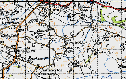 Old map of Little Welland in 1947