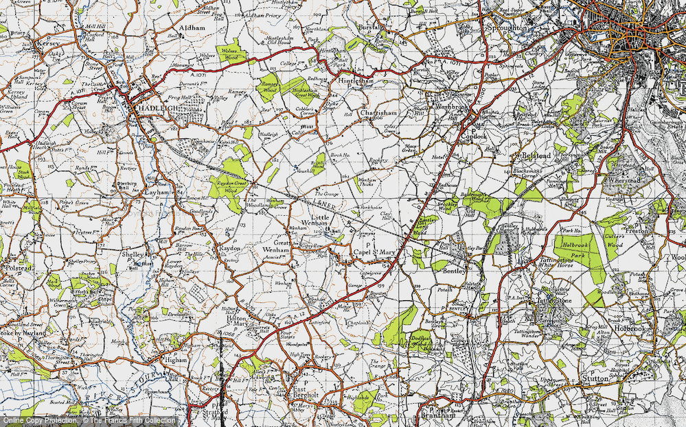 Old Map of Historic Map covering Brimlin Wood in 1946
