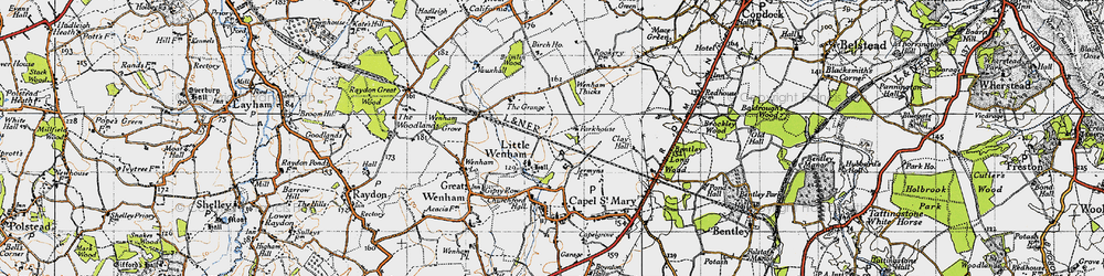 Old map of Little Wenham in 1946