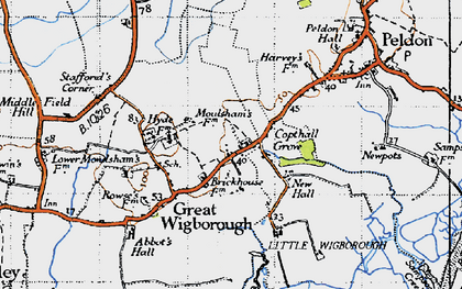 Old map of Little Wigborough in 1945
