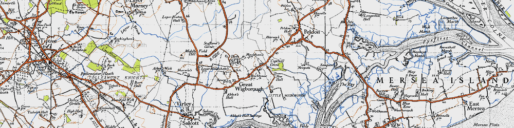 Old map of Little Wigborough in 1945