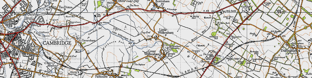 Old map of Little Wilbraham in 1946