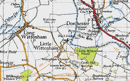 Old map of Little Wittenham in 1947