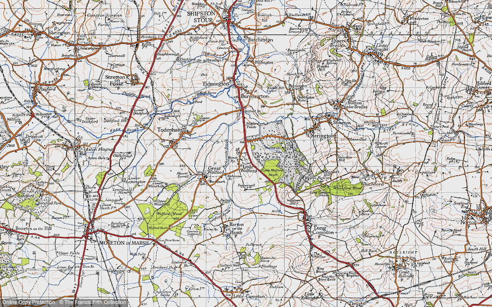 Old Map of Historic Map covering Wolford Fields in 1946