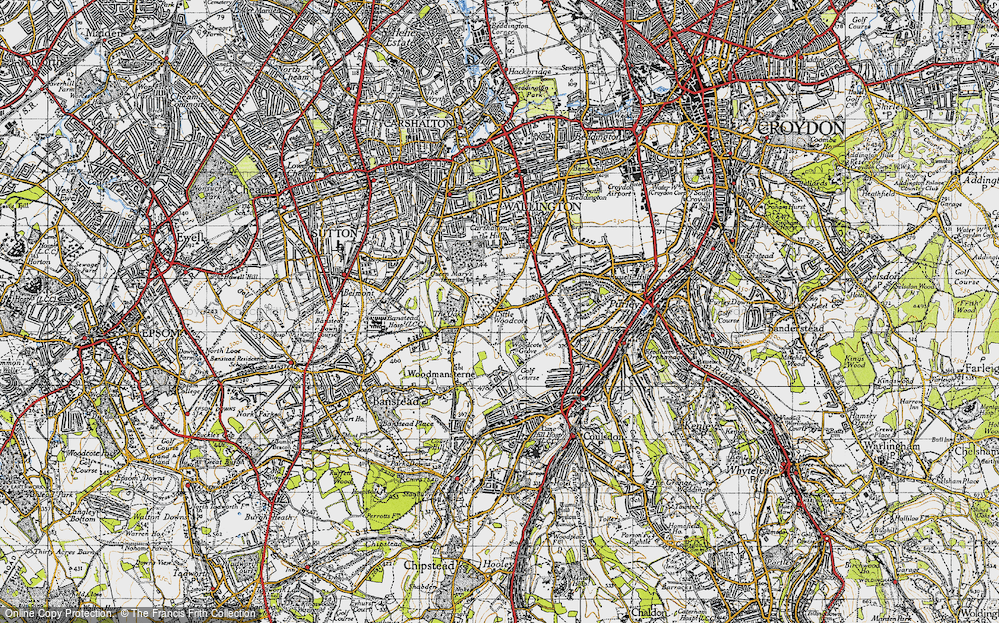 Old Map of Historic Map covering Oaks Park in 1945