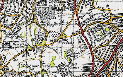 Old map of Little Woodcote in 1945