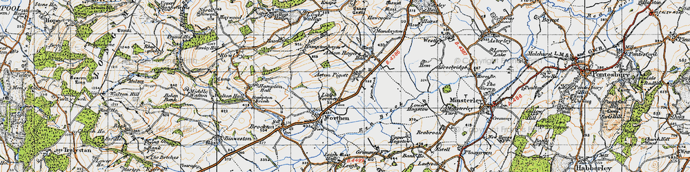 Old map of Little Worthen in 1947