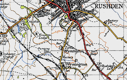 Old map of Little Wymington in 1946
