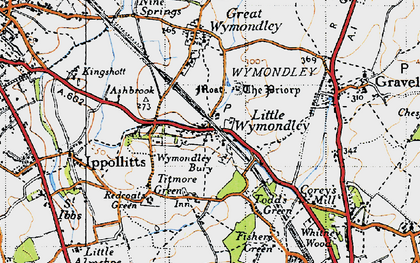 Old map of Little Wymondley in 1946