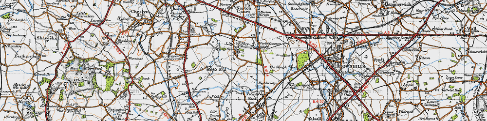 Old map of Little Wyrley in 1946