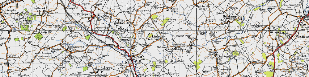 Old map of Little Yeldham in 1946