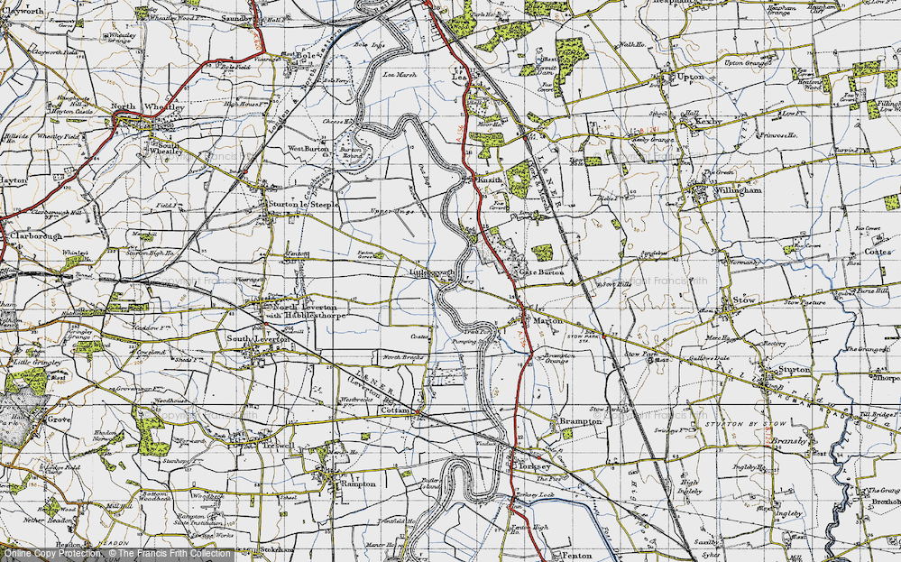 Old Map of Historic Map covering Gate Burton in 1947