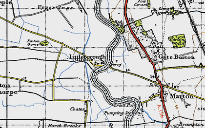 Old map of Gate Burton in 1947