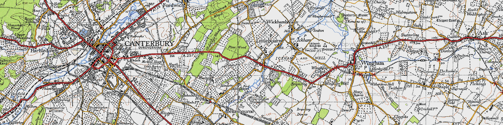Old map of Littlebourne in 1947