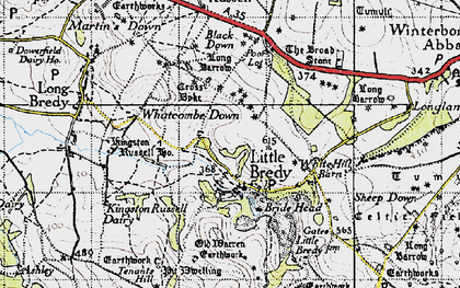 Old map of Littlebredy in 1945